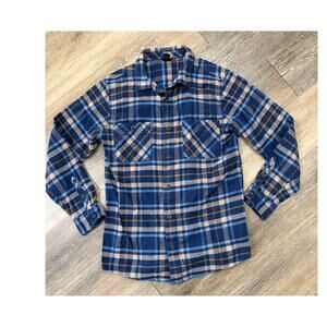 Patagonia Kids XL Flannel Shirt Blue Plaid Organic Cotton Button